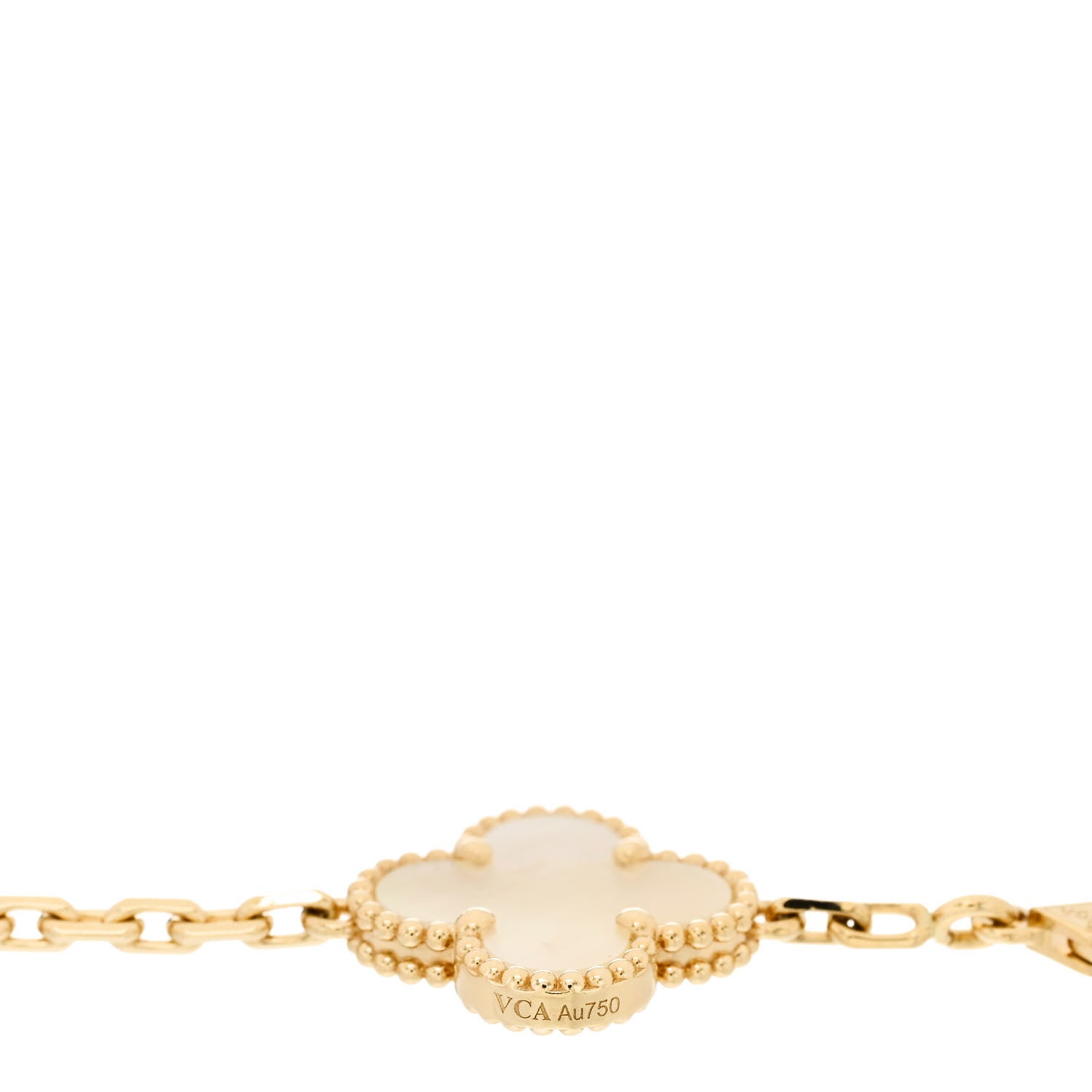Van Cleef & Arpels 18K Yellow Gold Mother of Pearl 5 Motifs Vintage Alhambra Bracelet 3 of 5