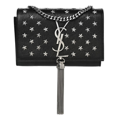 Saint Laurent Calfskin Star Studded Medium Classic Monogram Kate Tassel Satchel Black 1 of 12