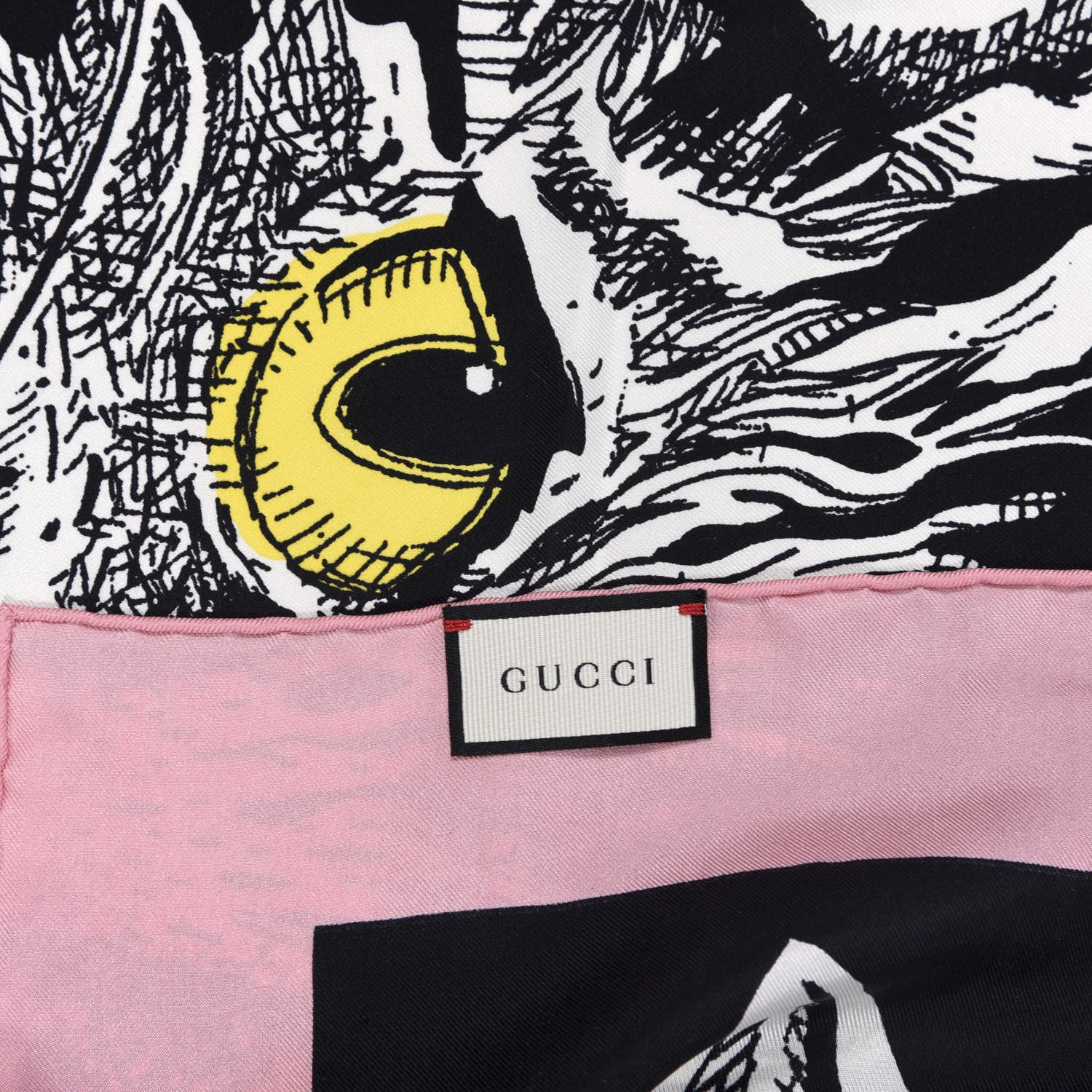 Gucci Silk Mystic Cat Square Scarf Black 4 of 4