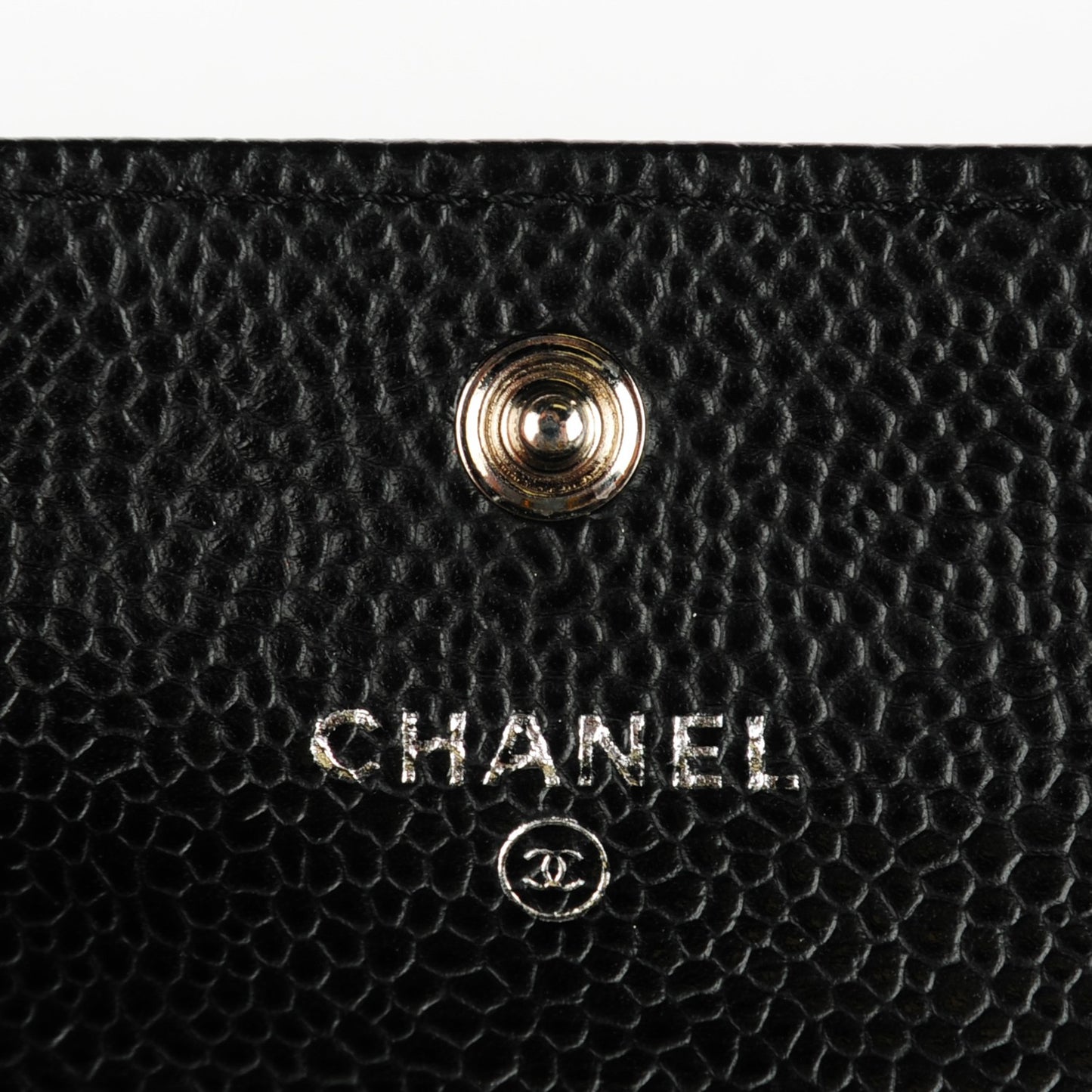 Caviar Quilted Flap Card Holder Black