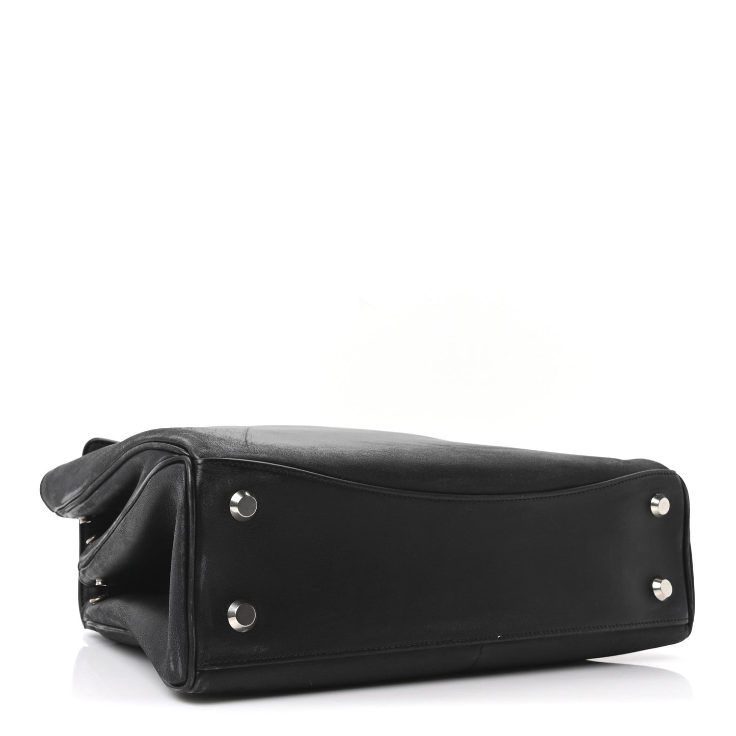 Natural Smooth Calfskin Medium Rodeo Top Handle Handbag Black