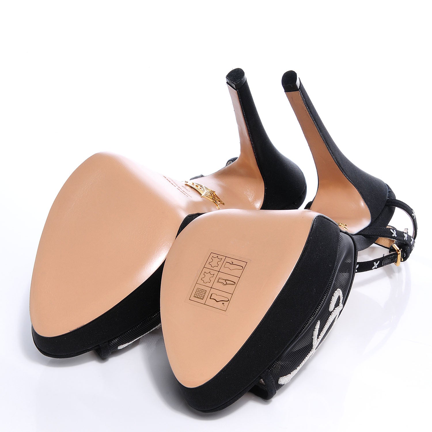 FASHIONPHILE CHARLOTTEOLYMPIACrepeSatinParisAnkleStrapPlatformSandals39Black 5 of 7