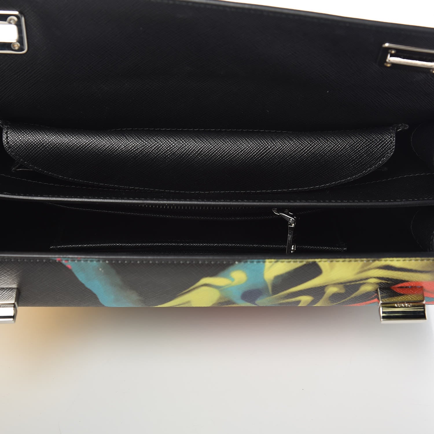Prada Saffiano Girl Print Satchel Black Ginestra 5 of 10