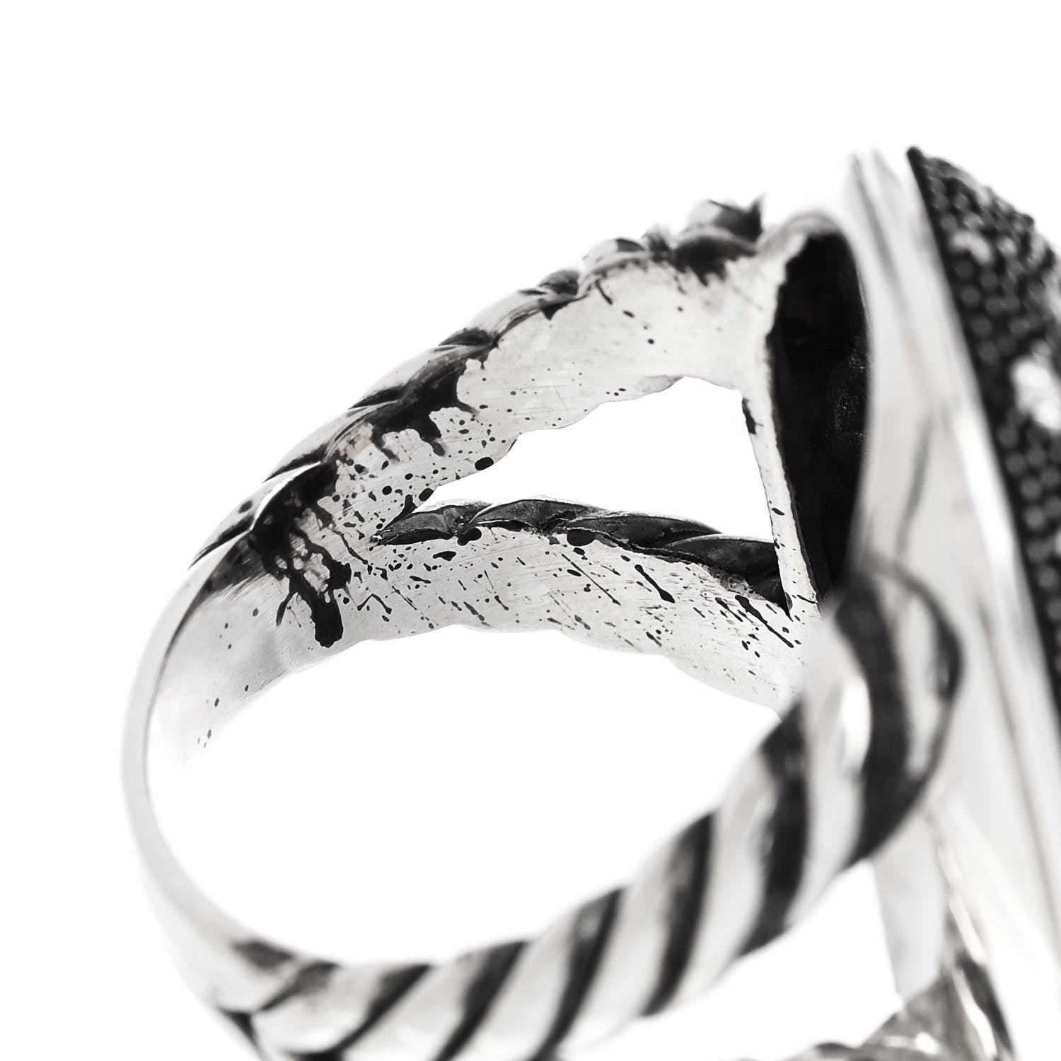 David Yurman Sterling Silver Diamond Midnight Melange Ring 60 9 6 of 6