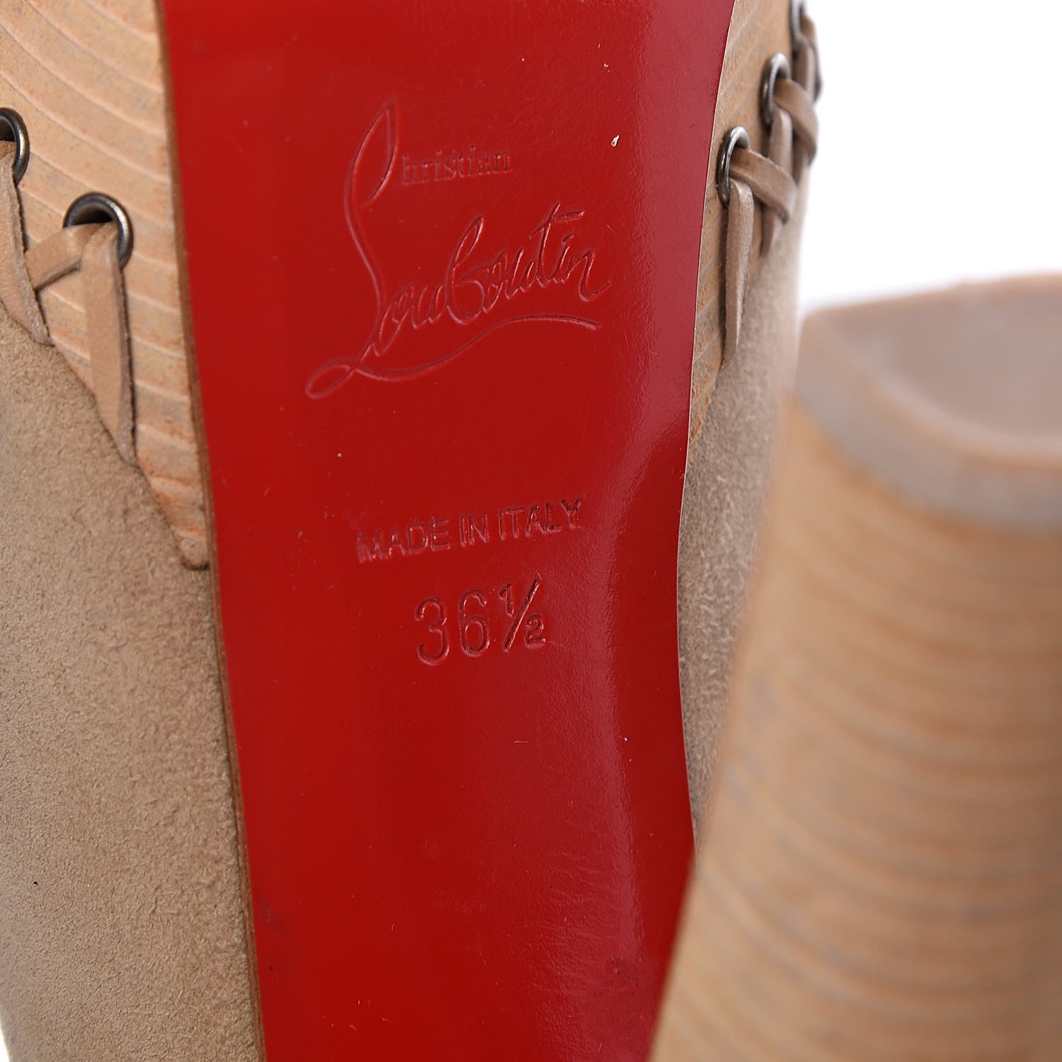 Christian Louboutin Suede Sablina 140 Platform Mules 36.5 Beige 8 of 14