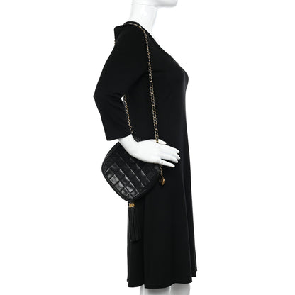 Chanel Lambskin Quilted Diamond Tassel Shoulder Bag Black 2 of 11