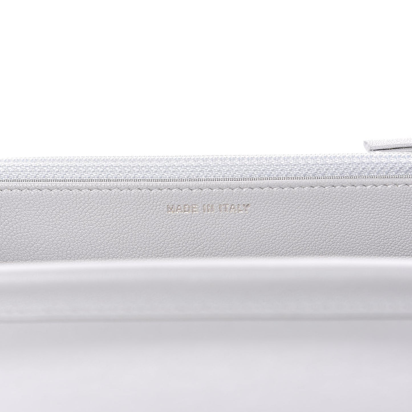 Grained Calfskin Quilted CC Box Wallet On Chain WOC Grey