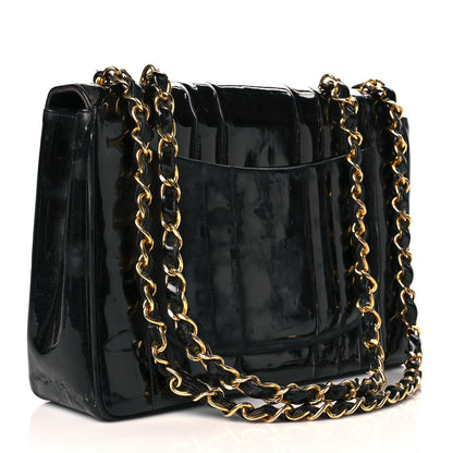 Chanel Patent Vertical Quilted Jumbo Single Flap Black 3 of 17