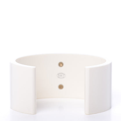Chanel Resin CC Cuff Gold White 3 of 5