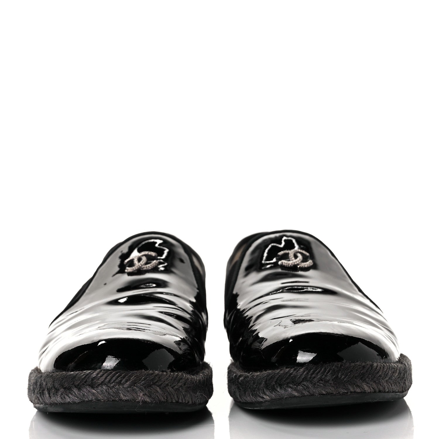 Chanel Patent Calfskin CC Mocassin Loafer Espadrilles 39 Black 2 of 9