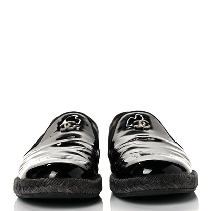 Chanel Patent Calfskin CC Mocassin Loafer Espadrilles 39 Black 2 of 9