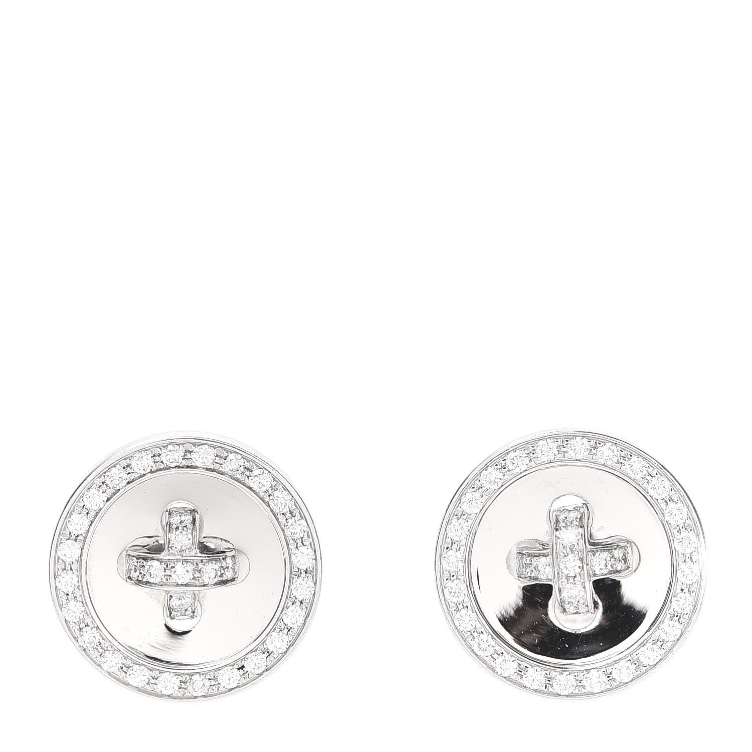 Van Cleef & Arpels 18K White Gold Diamond Boutonnière Earrings 1 of 5