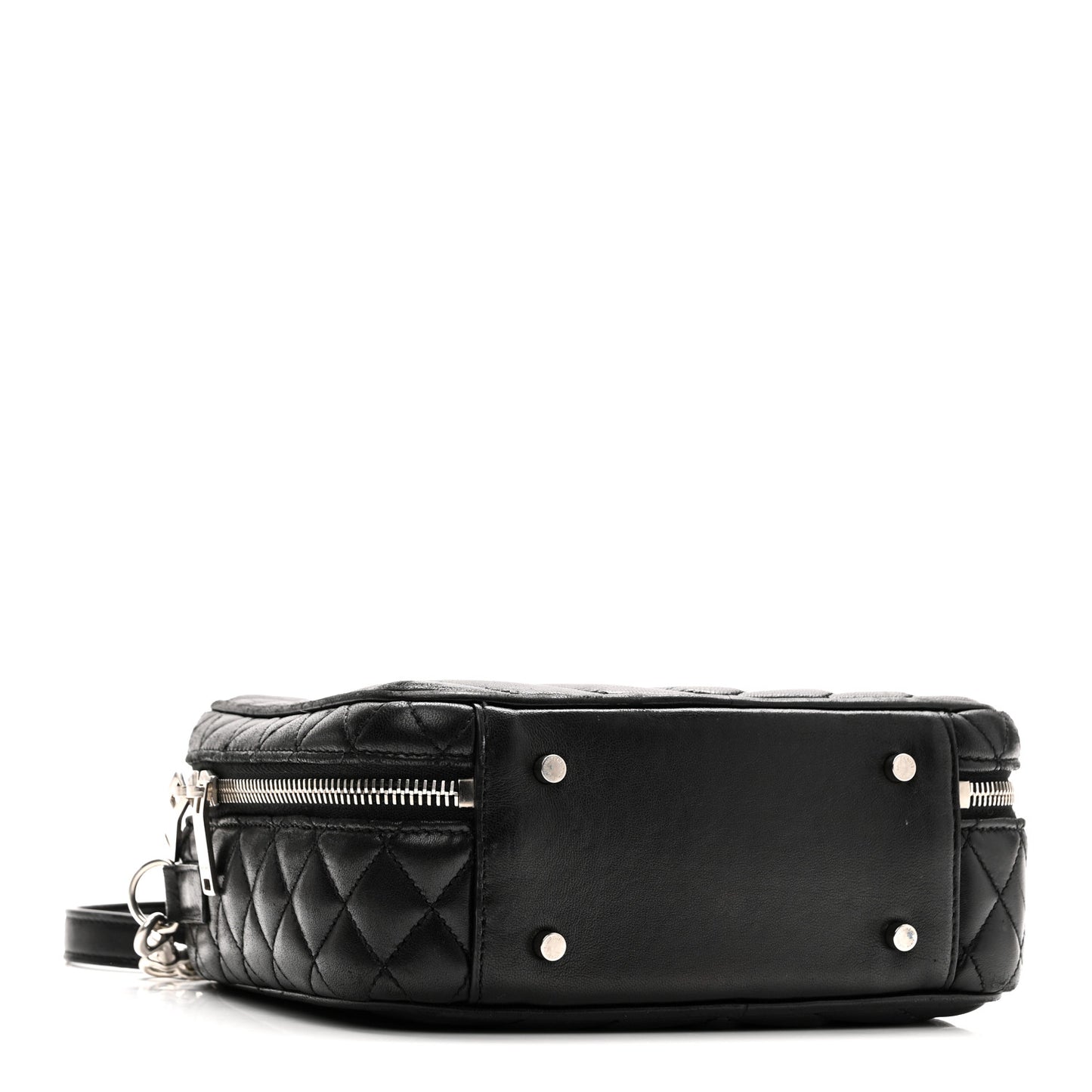 Lambskin Matelasse Chevron Lunchbox Bag Black