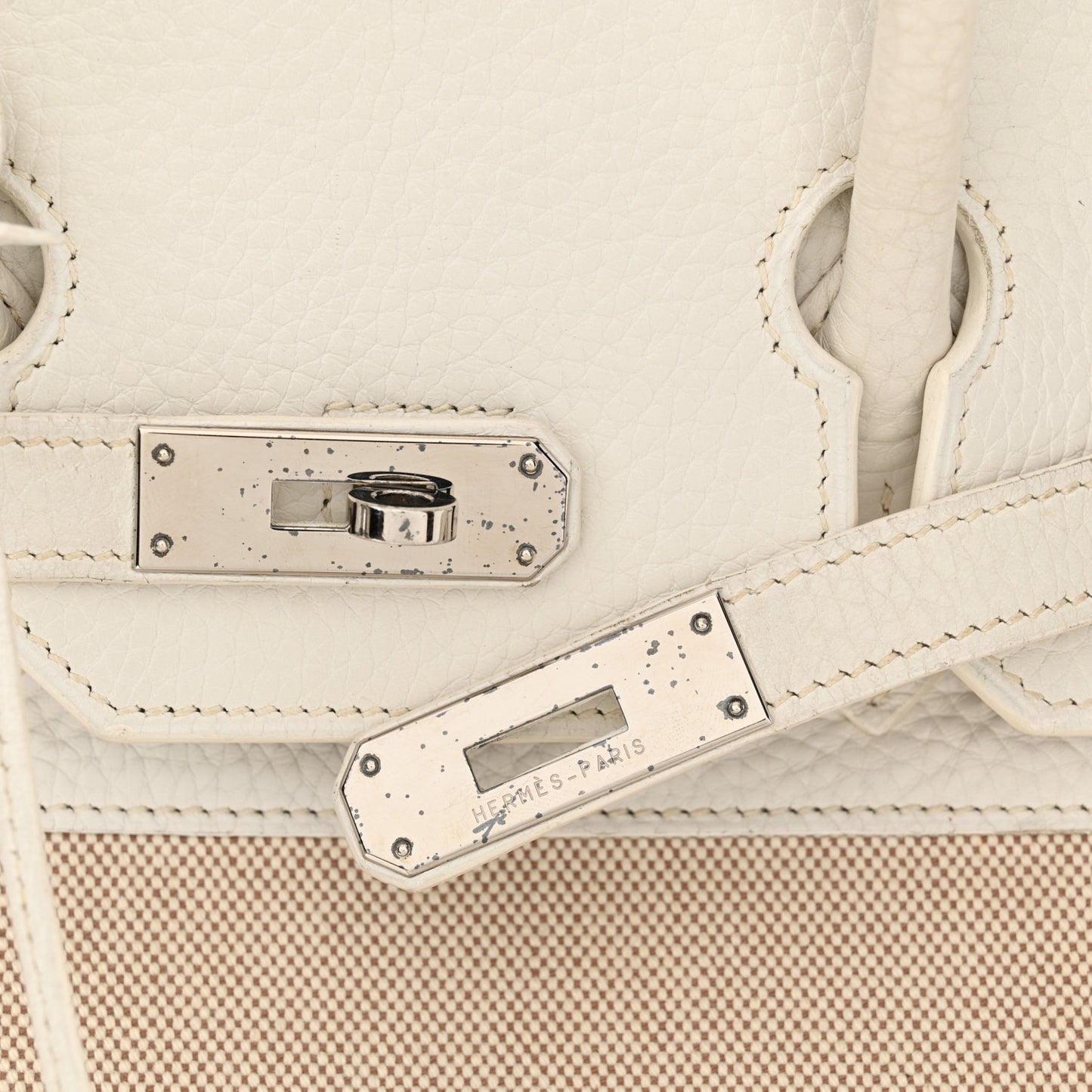 Toile Taurillon Clemence Birkin 35 White