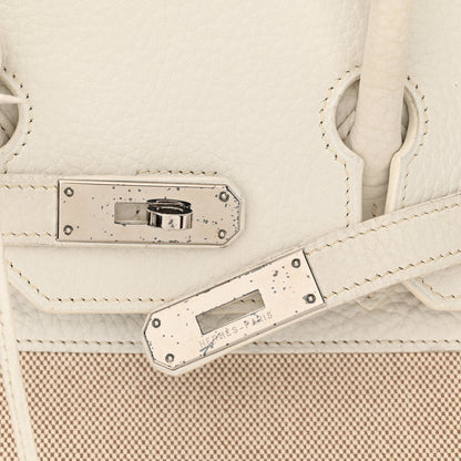 Hermes Toile Taurillon Clemence Birkin 35 White 28 of 33
