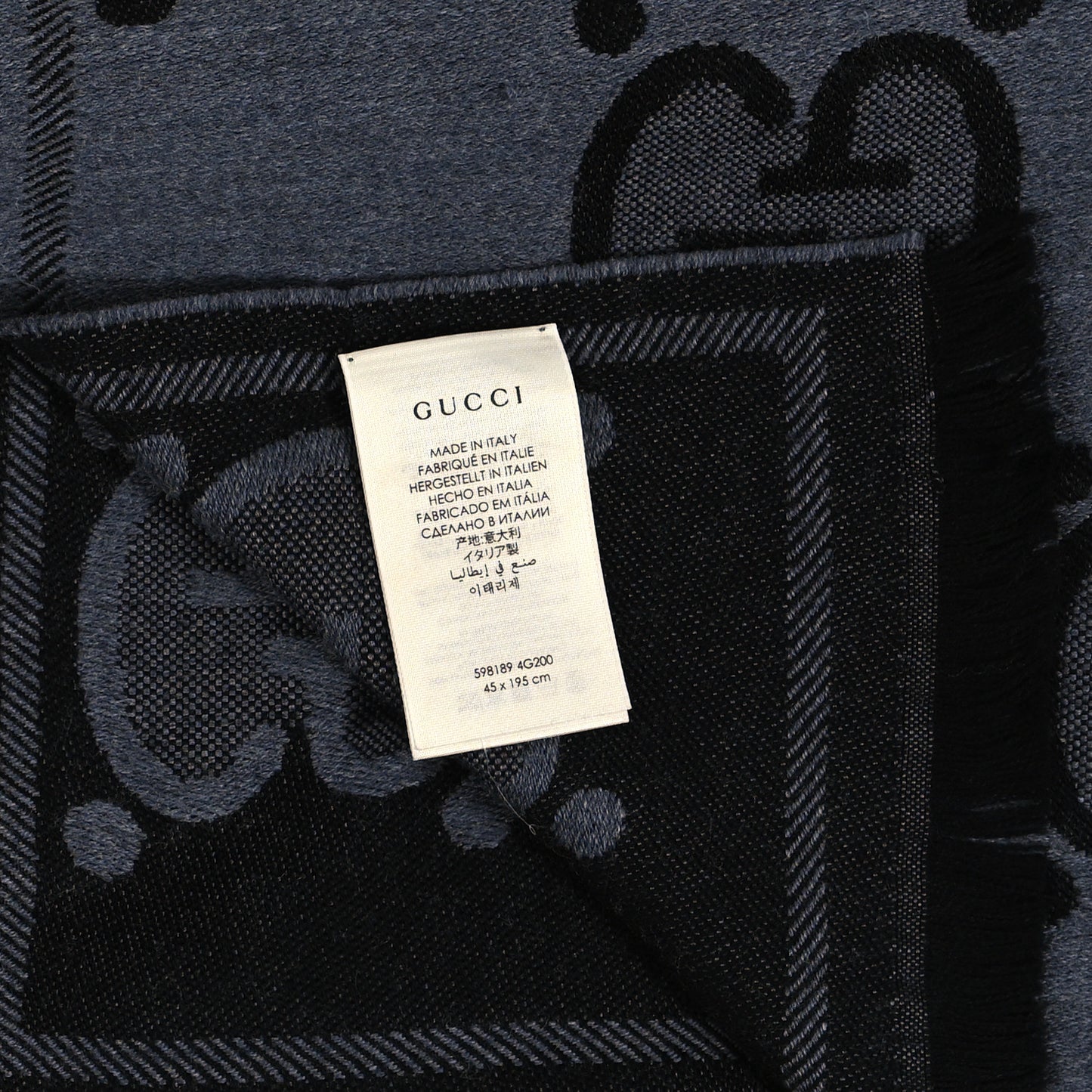 Wool Jacquard Monogram Jumbo GG Nest Mel Scarf Lead Black