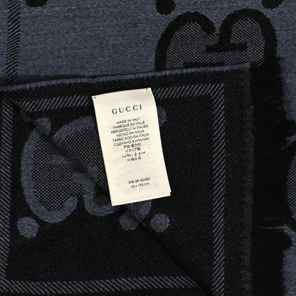 Gucci Wool Jacquard Monogram Jumbo GG Nest Mel Scarf Lead Black 4 of 5