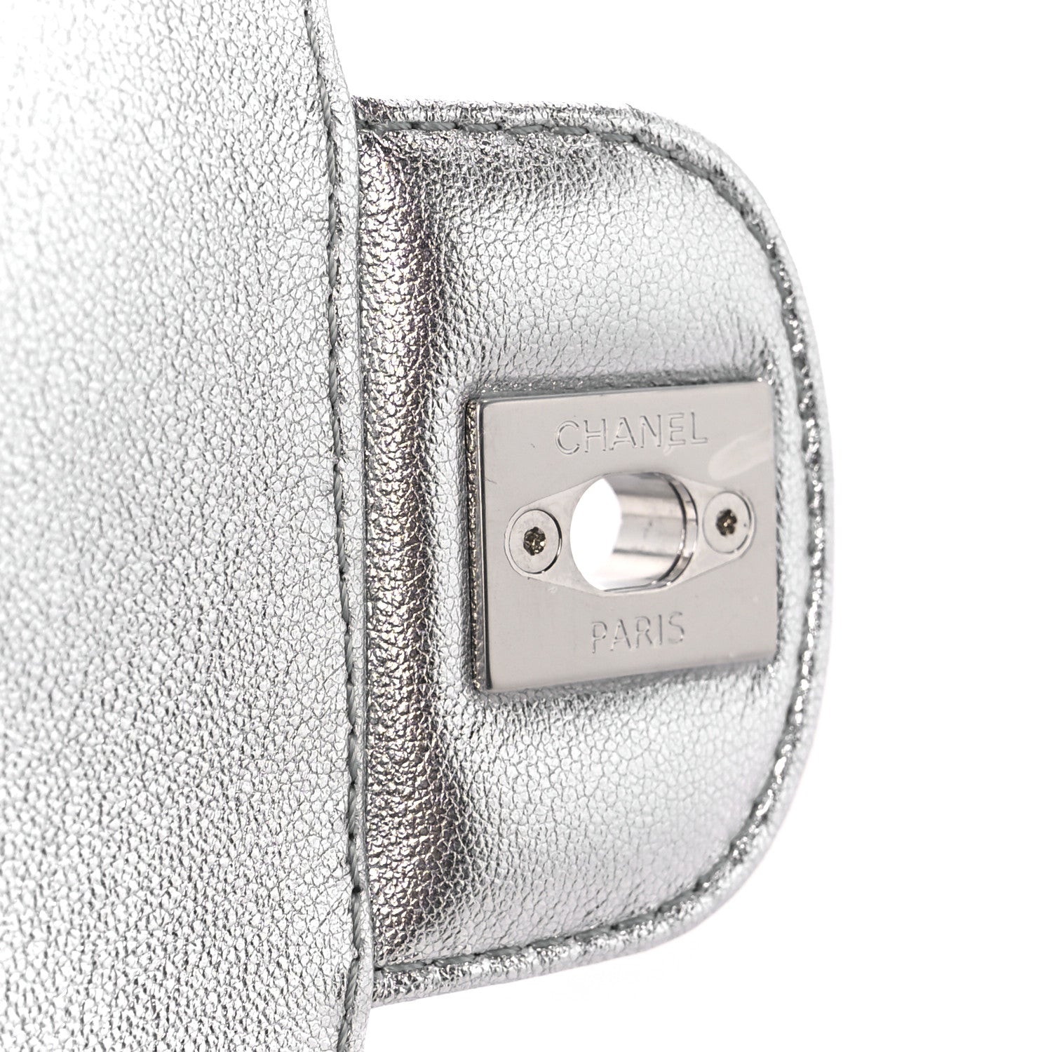 Chanel Mirror Calfskin Small Top Handle Clutch With Chain Silver 6 of 12