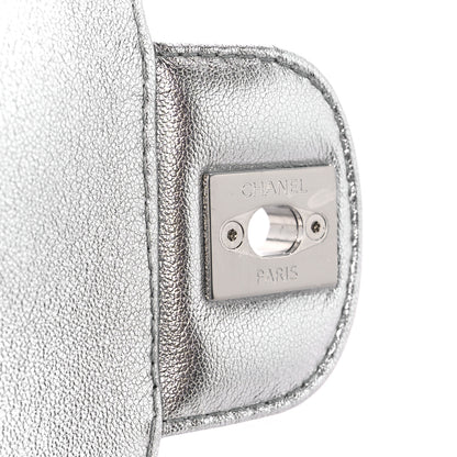 Chanel Mirror Calfskin Small Top Handle Clutch With Chain Silver 6 of 12