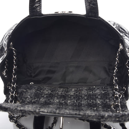 Chanel Glazed Calfskin Quilted Tweed Small Portobello Tote Black 7 of 10