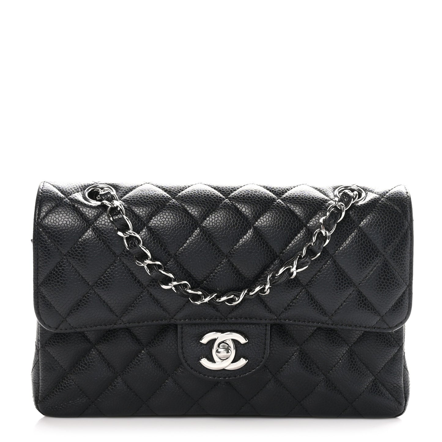 Caviar Quilted Small Double Flap Black