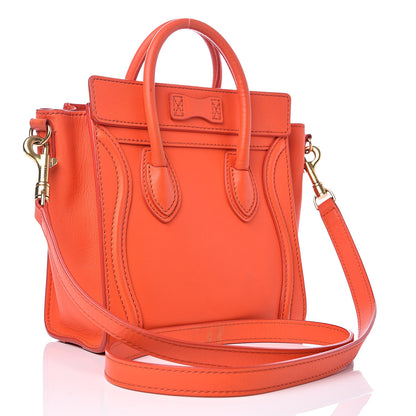 Celine Smooth Calfskin Nano Luggage Fluo Orange 3 of 18