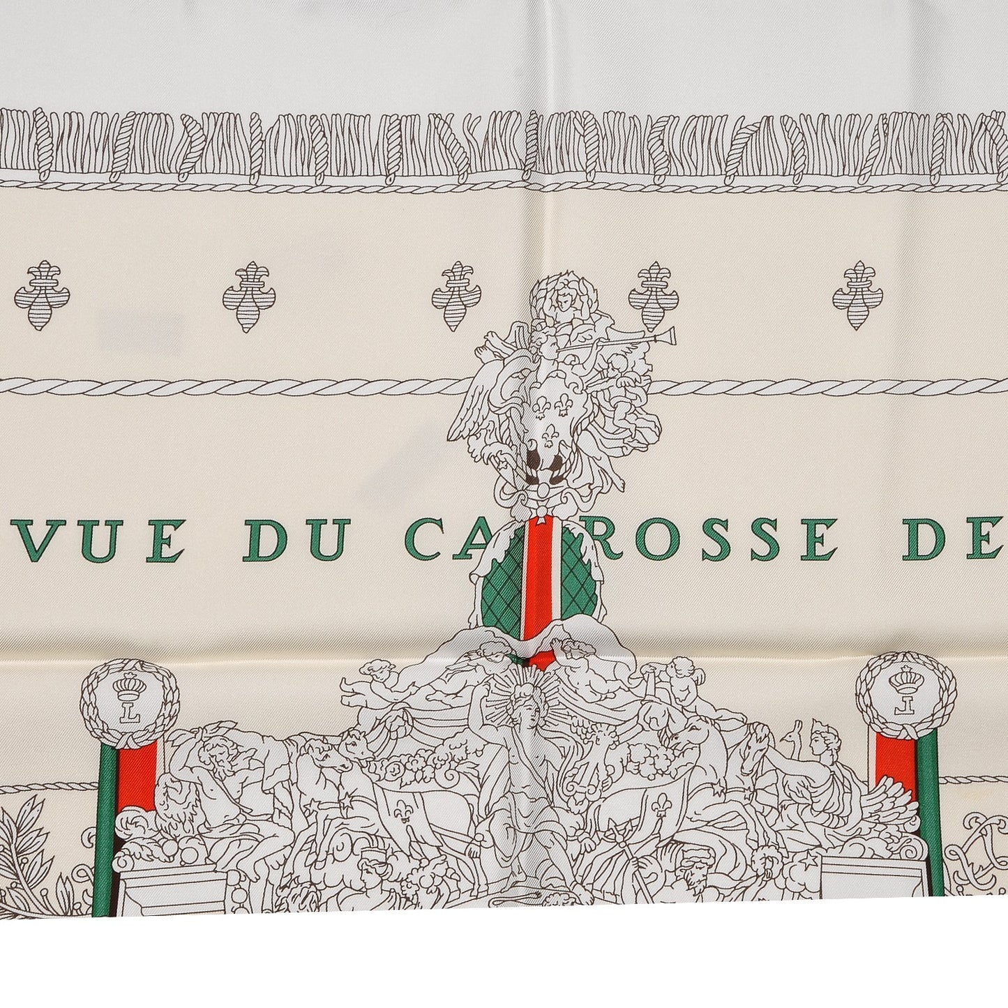 Silk Vue Du Carrosse De La Galere La Reale Scarf 90 Blanc Creme Rouge