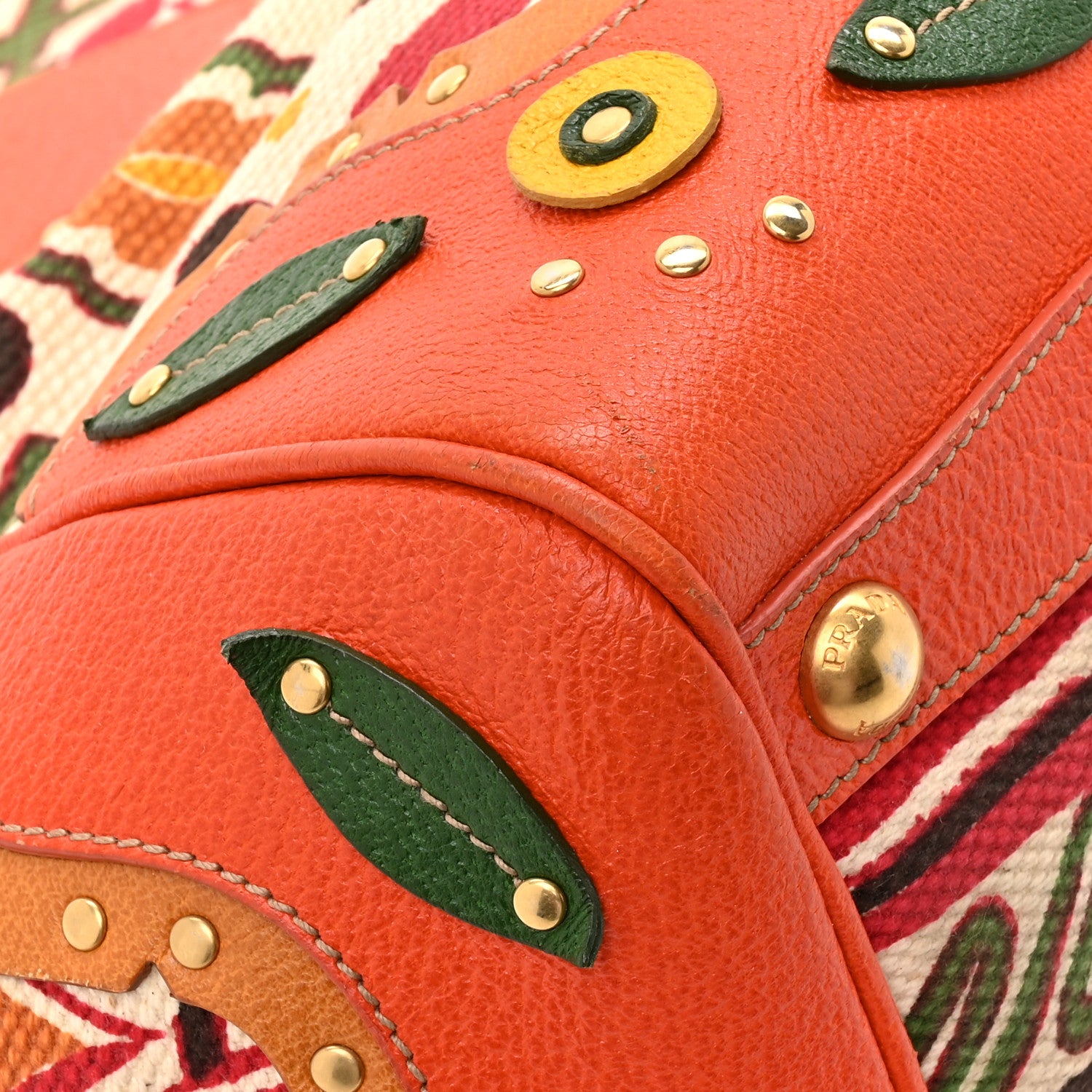 Prada Canapa Stampata Frame Bag Papaya 11 of 15