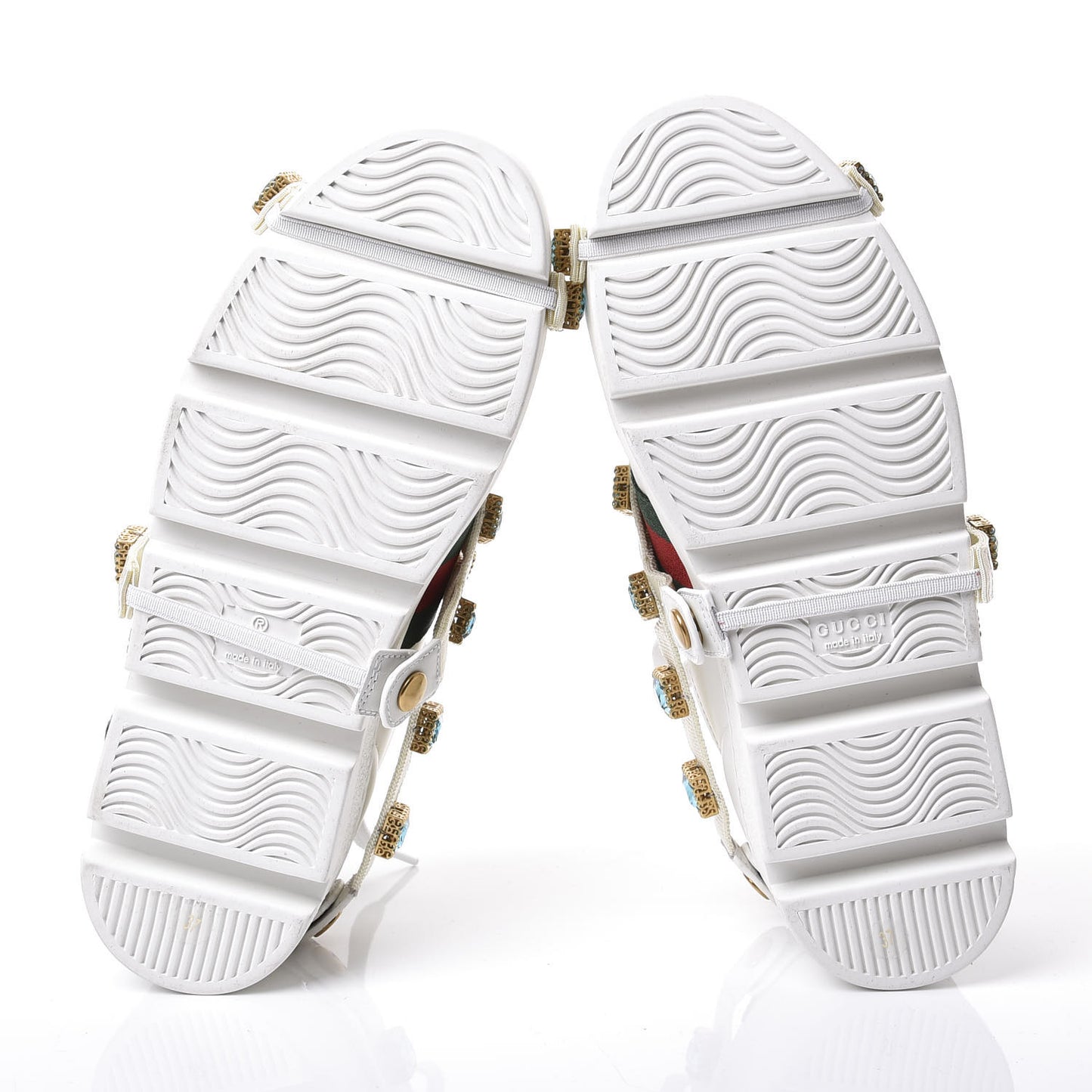 Calfskin Removable Crystals Bee Embroidered Ace Platform Sneakers 37 White