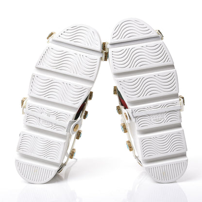 Gucci Calfskin Removable Crystals Bee Embroidered Ace Platform Sneakers 37 White 6 of 11