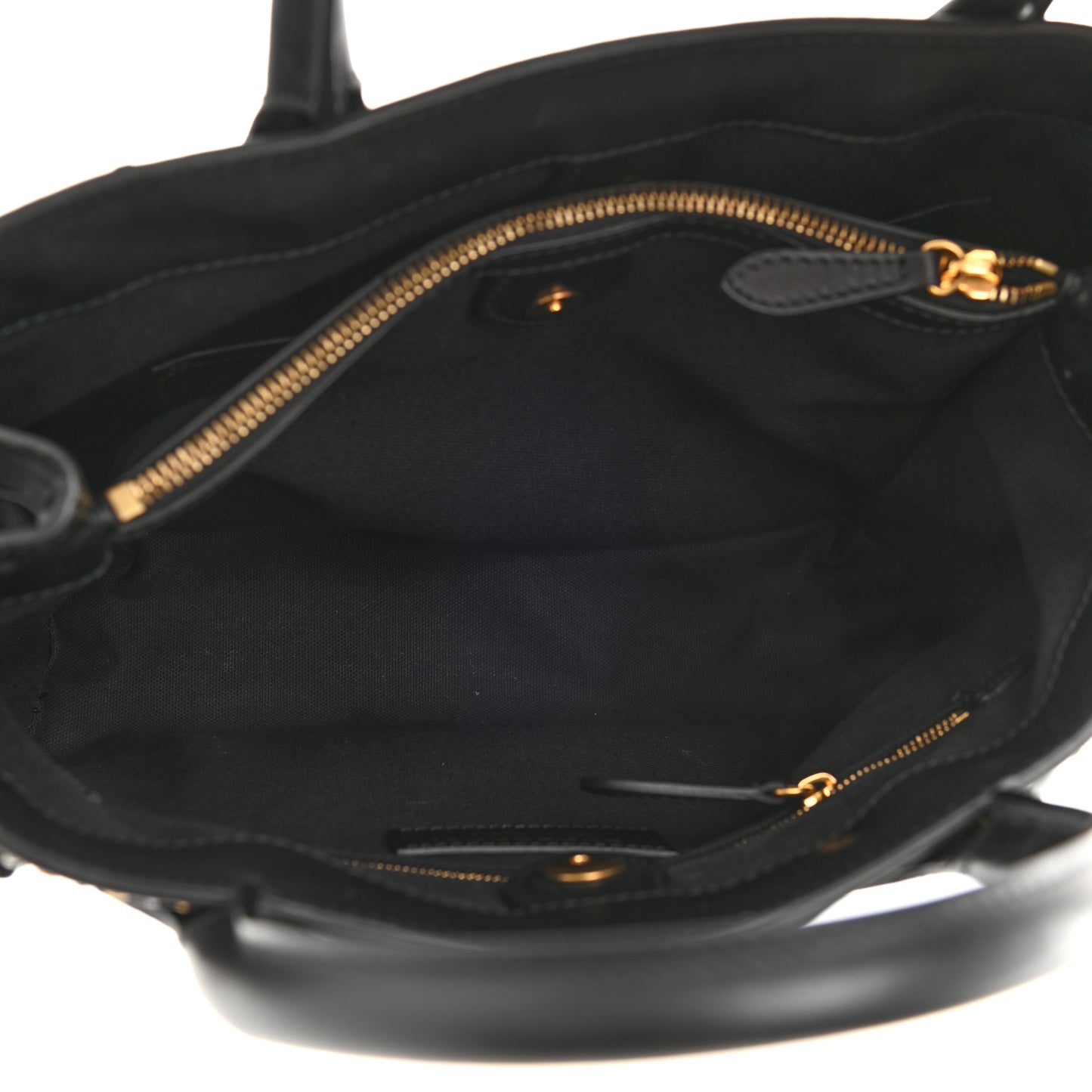 Smooth Calfskin Riveted Medium Banner Tote Black