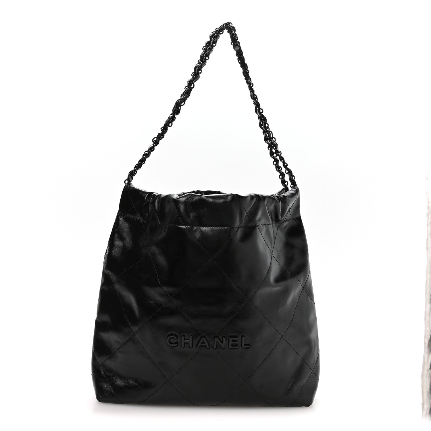 Chanel Shiny Calfskin Quilted Small Chanel 22 So Black 1 of 10