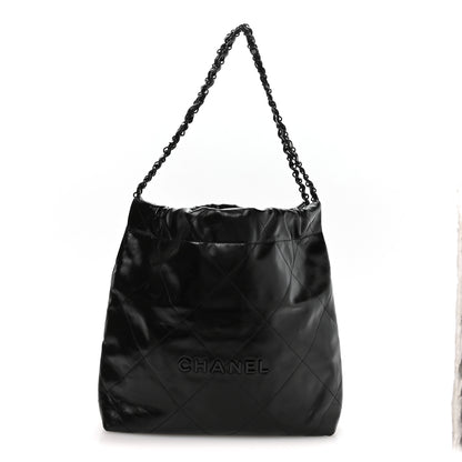 Chanel Shiny Calfskin Quilted Small Chanel 22 So Black 1 of 10