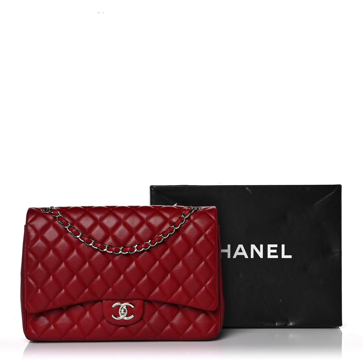 Caviar Quilted Maxi Double Flap Red