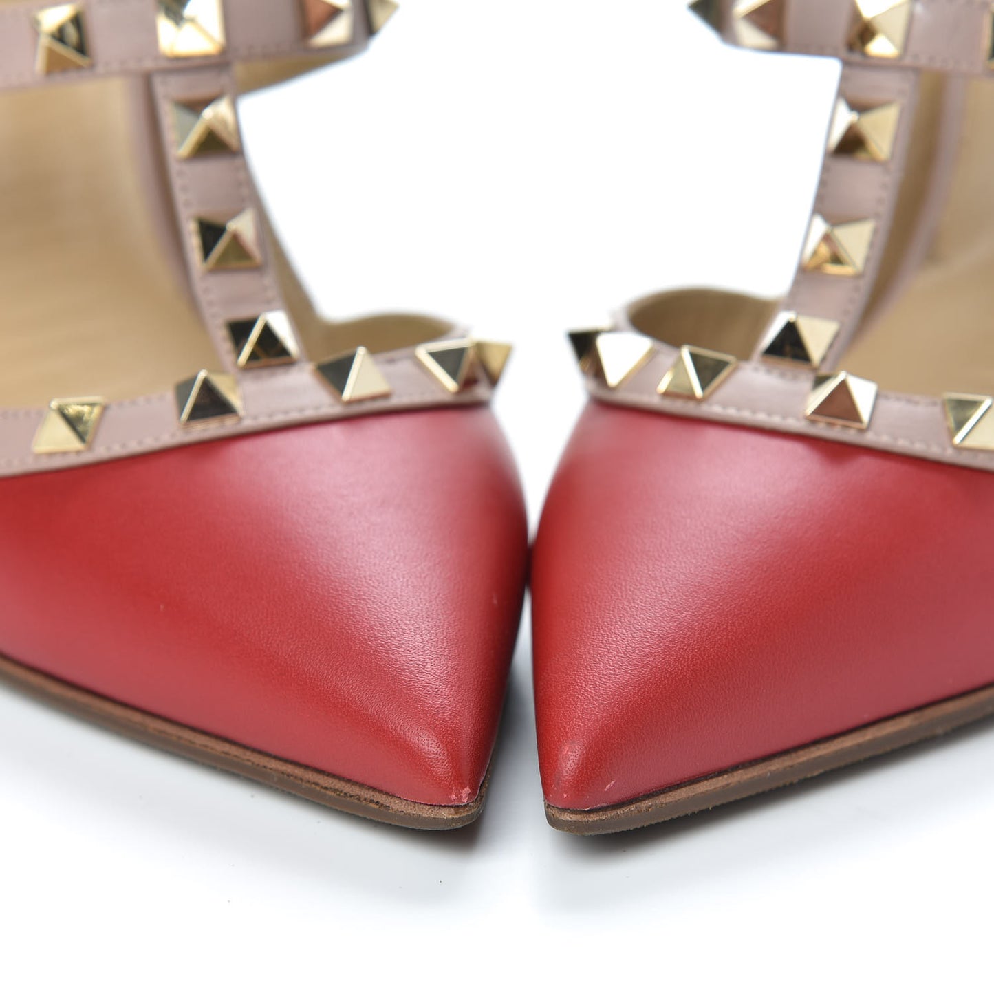Nappa Rockstud Ankle Strap Pumps 38 Red Poudre