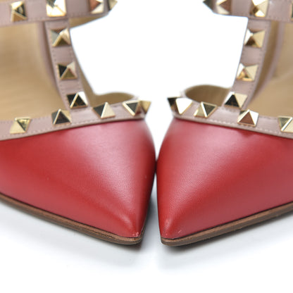 Valentino Garavani Nappa Rockstud Ankle Strap Pumps 38 Red Poudre 11 of 12