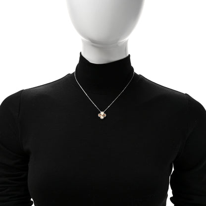 Van Cleef & Arpels 18K White Rose Gold Diamond Guilloche Vintage Alhambra Pendant Necklace 3 of 7