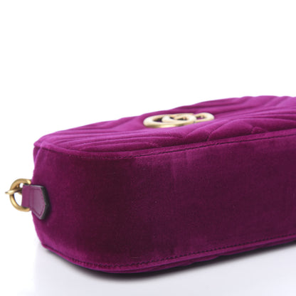 Gucci Velvet Matelasse Small GG Marmont Chain Shoulder Bag Fuchsia Violet Cyclamen 8 of 10