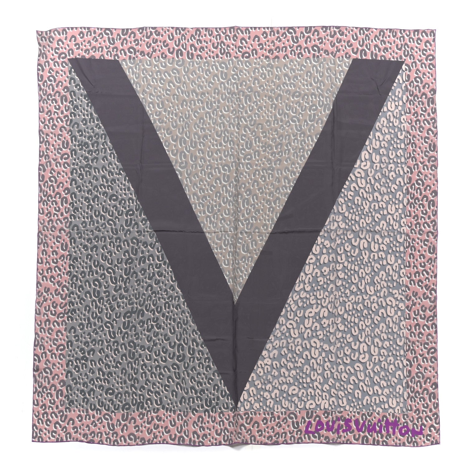 Louis Vuitton Silk Leopard V Giant Square Stole Scarf Rose 1 of 4