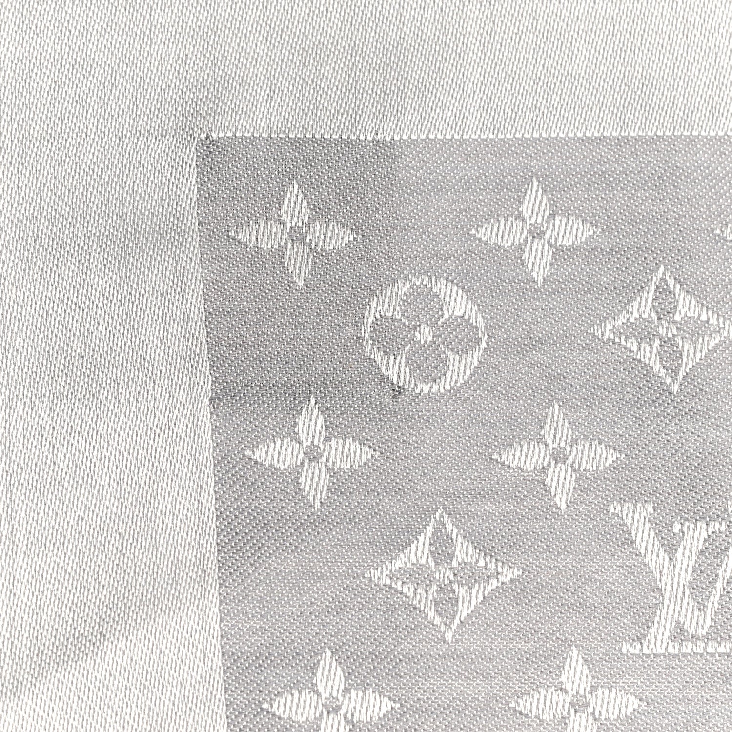 Louis Vuitton Wool Silk Monogram Denim Shawl Pearl Grey 4 of 5