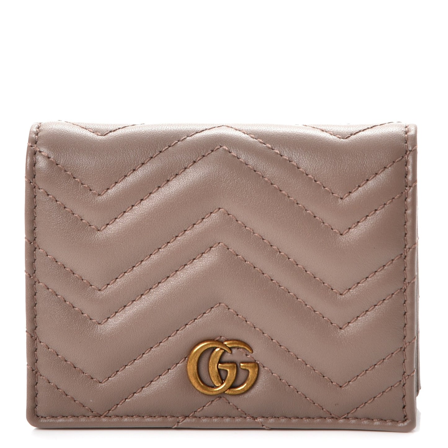Calfskin Matelasse GG Marmont Card Case Wallet Porcelain Rose