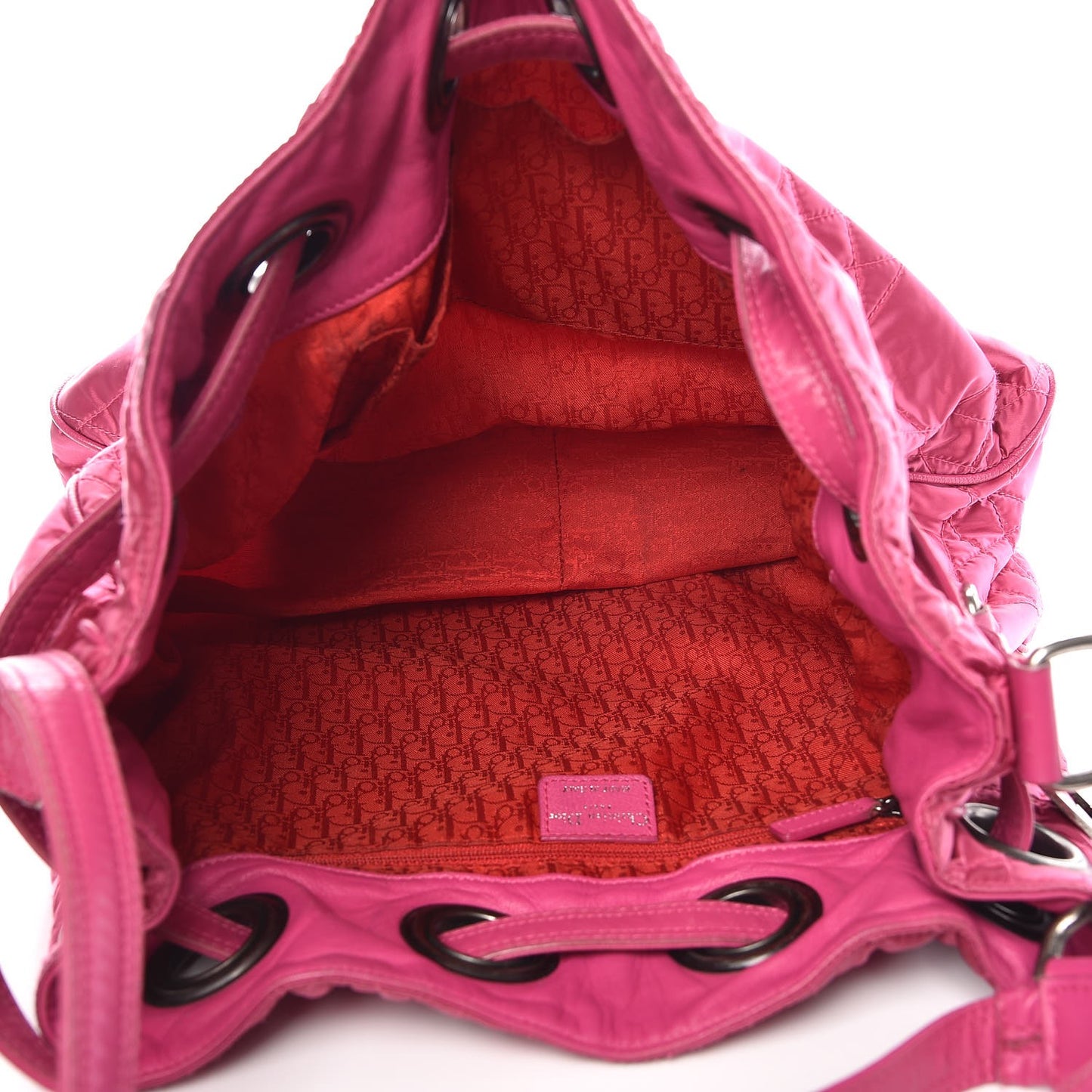 Satin Cannage Drawstring Bag Pink