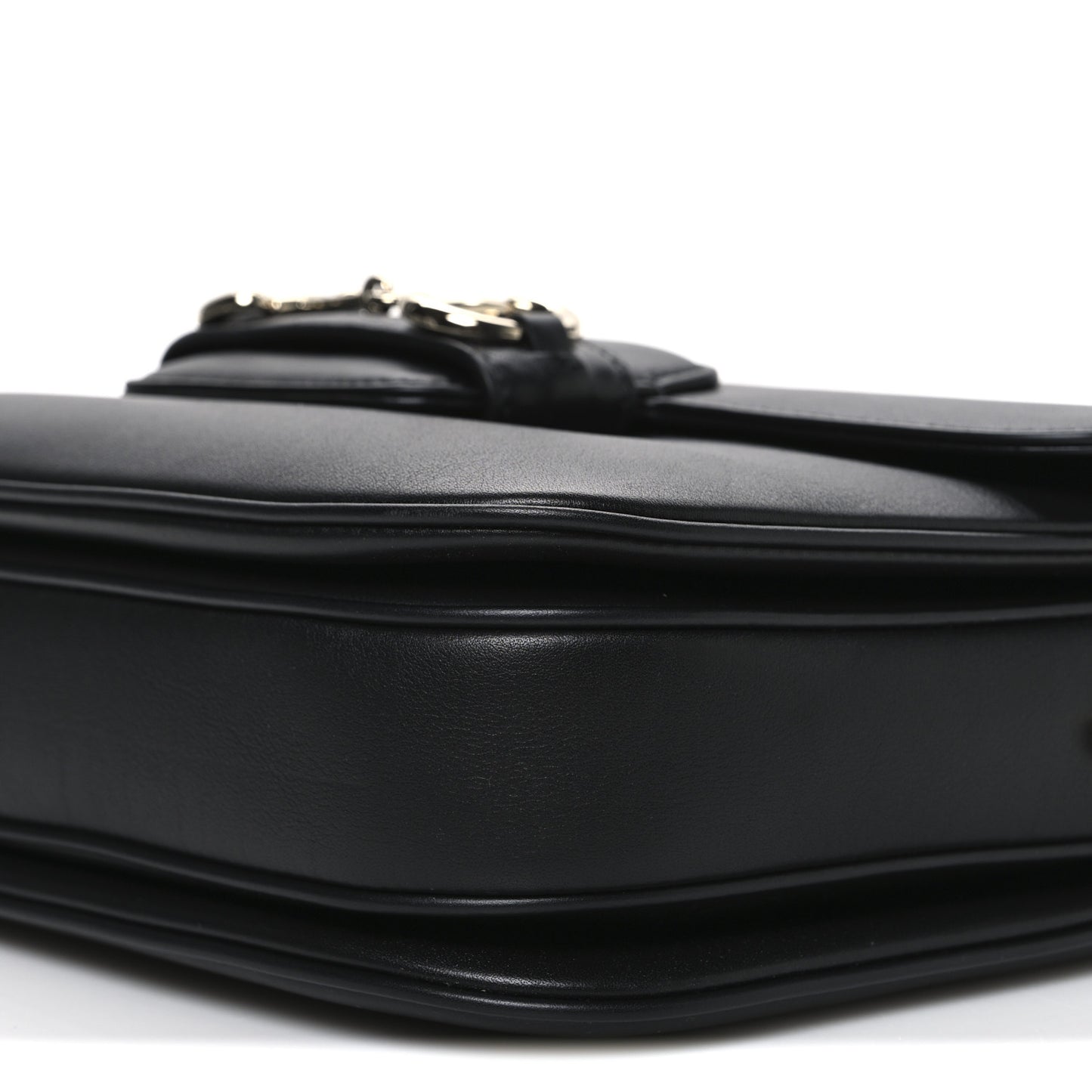 Ciny Lux Calfskin Horsebit 1955 Soft Small Shoulder Bag Black