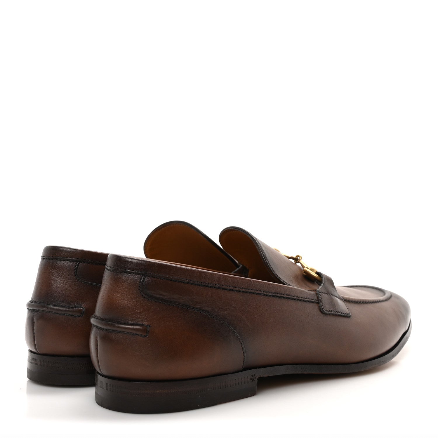 Gucci Betis Glamour Calfskin Horsebit Mens Jordaan Loafers 9 Fondente 5 of 10