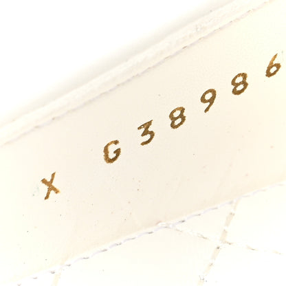 Chanel Lambskin Patent Calfskin Cap Toe Ankle Chain Ballerina Flats 38 White Black 7 of 8