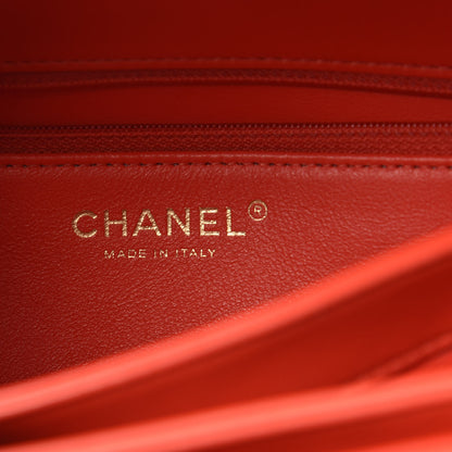 Chanel Lambskin Chevron Quilted Small Trendy CC Dual Handle Flap Bag Red 6 of 12