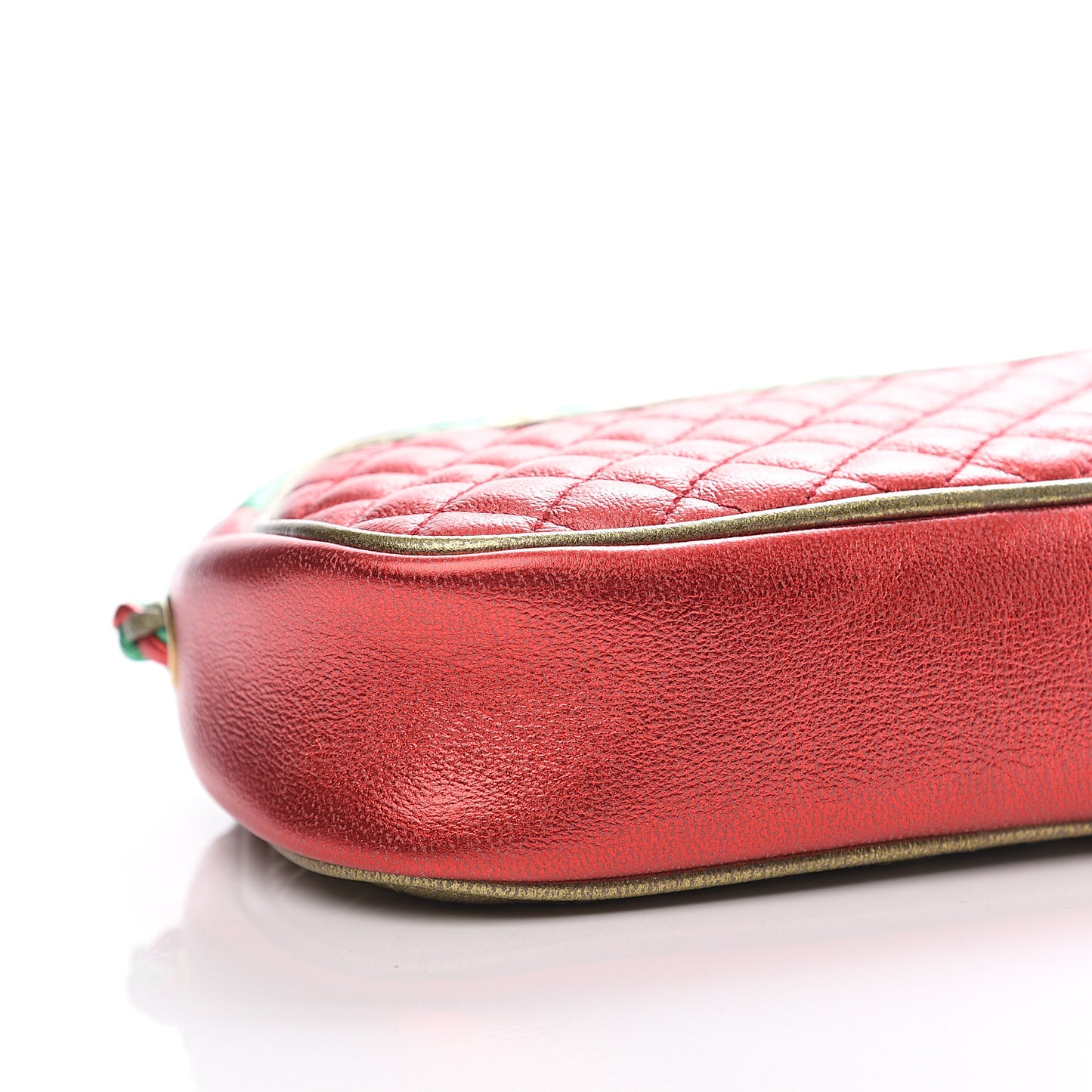 Laminated Nappa Trapuntata Mini Zumi Dome Shoulder Bag Rosso Jasmine Green Rame