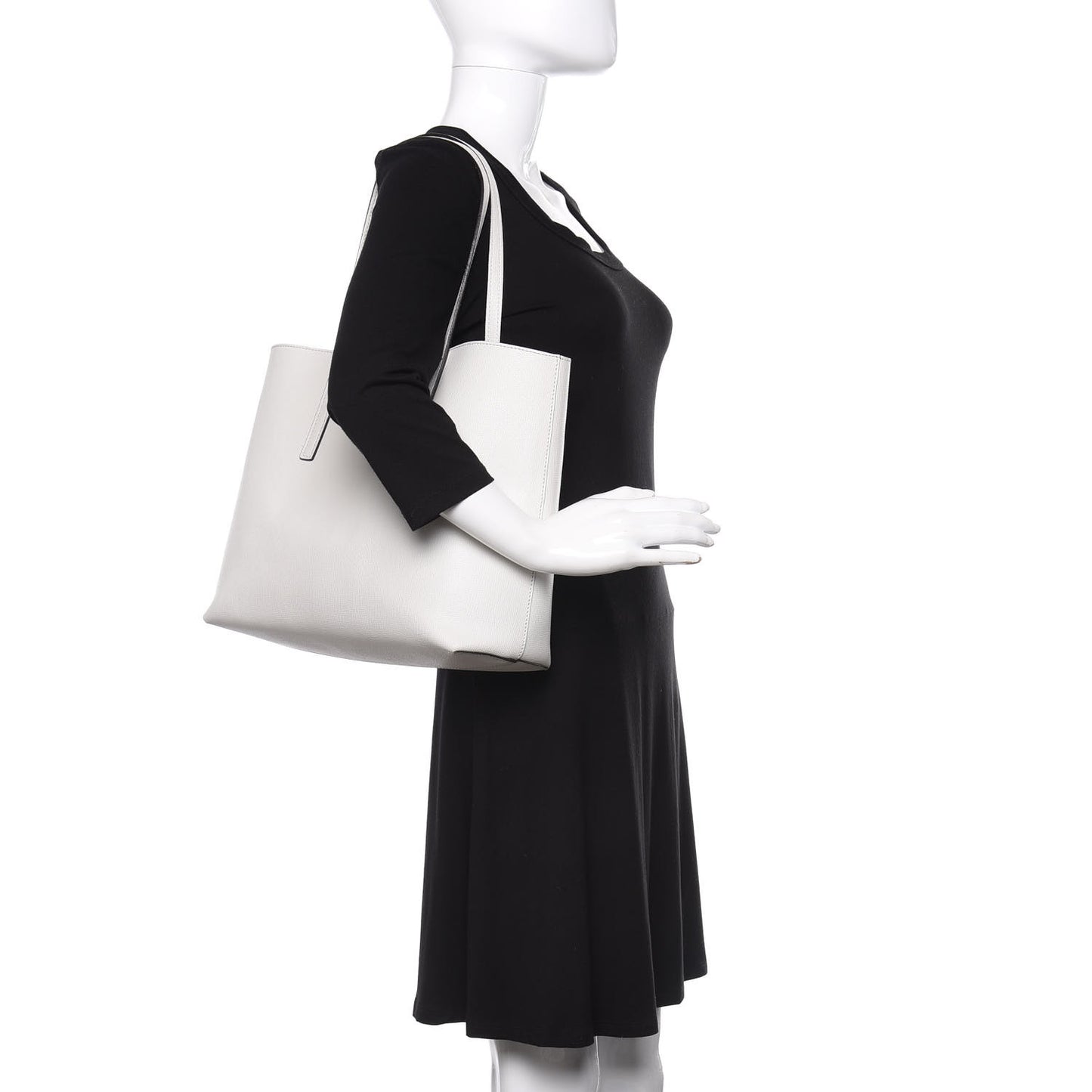 Vitello Vienna Enamel F is Fendi Shopping Tote White Taupe