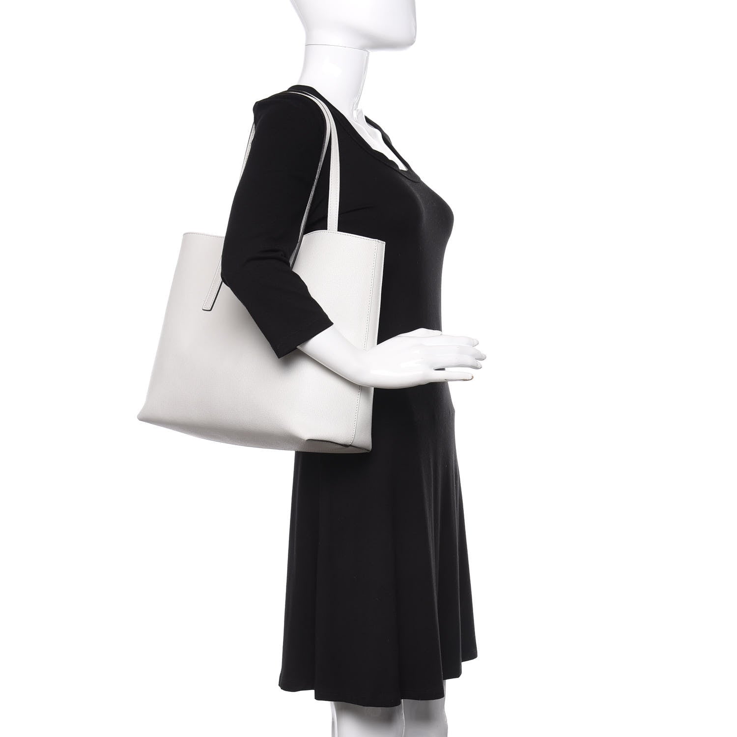 Fendi Vitello Vienna Enamel F is Fendi Shopping Tote White Taupe 2 of 10