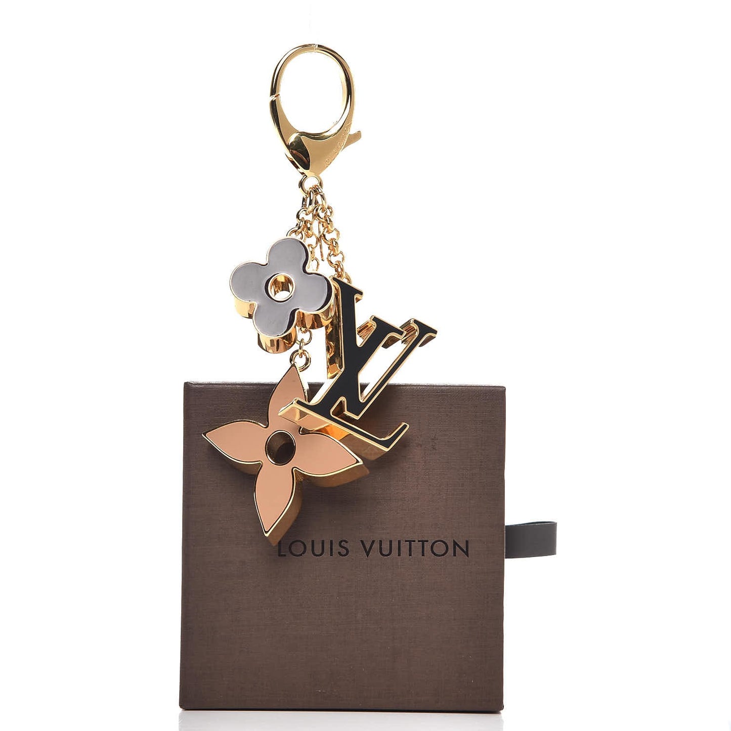 Fleur De Monogram Bag Charm Dore